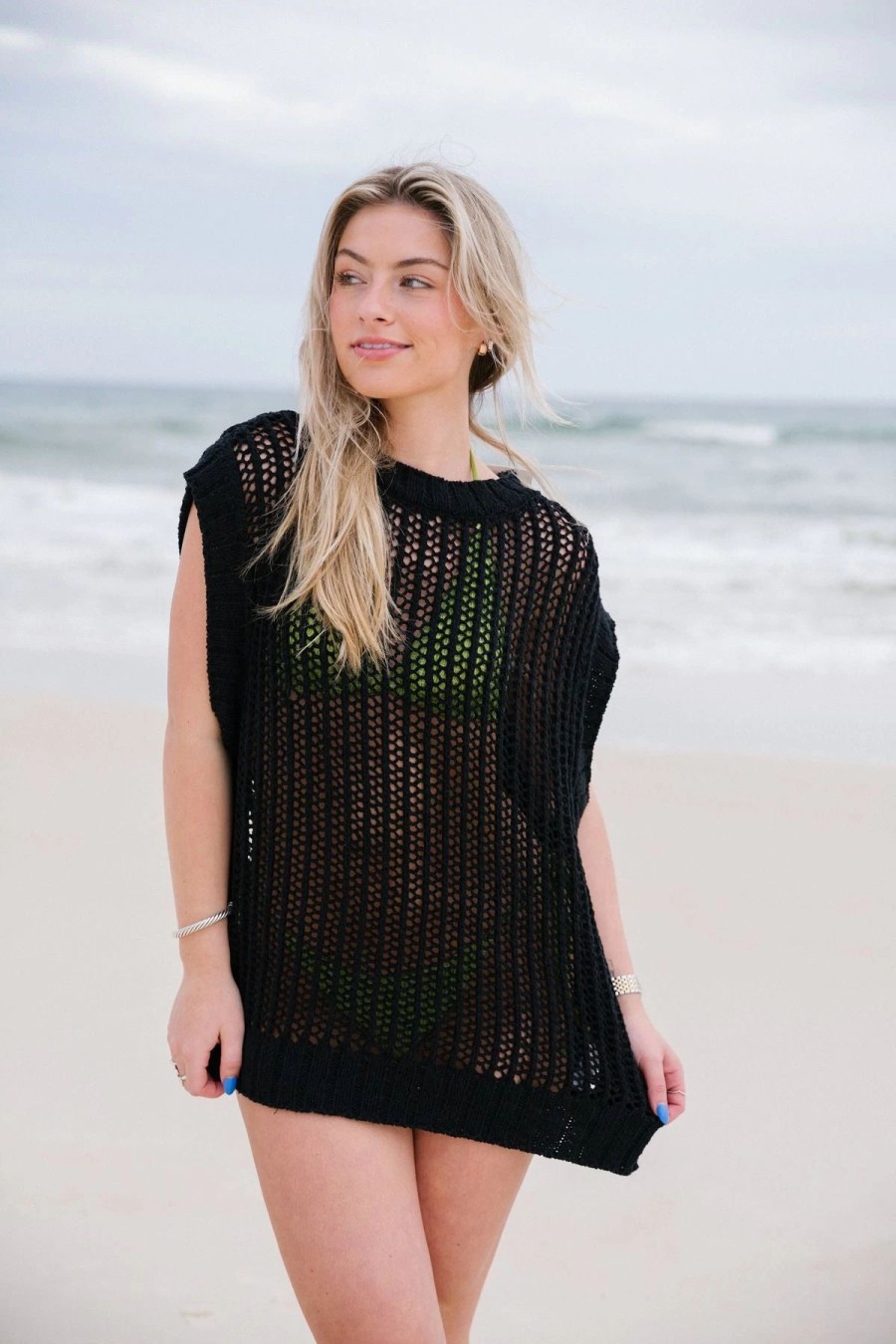 * Sweaters | Never Ending Summer Crochet Vest Black