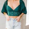 * Solid Tops | Sugar And Spice Lace Bustier Crop Top Forest Green