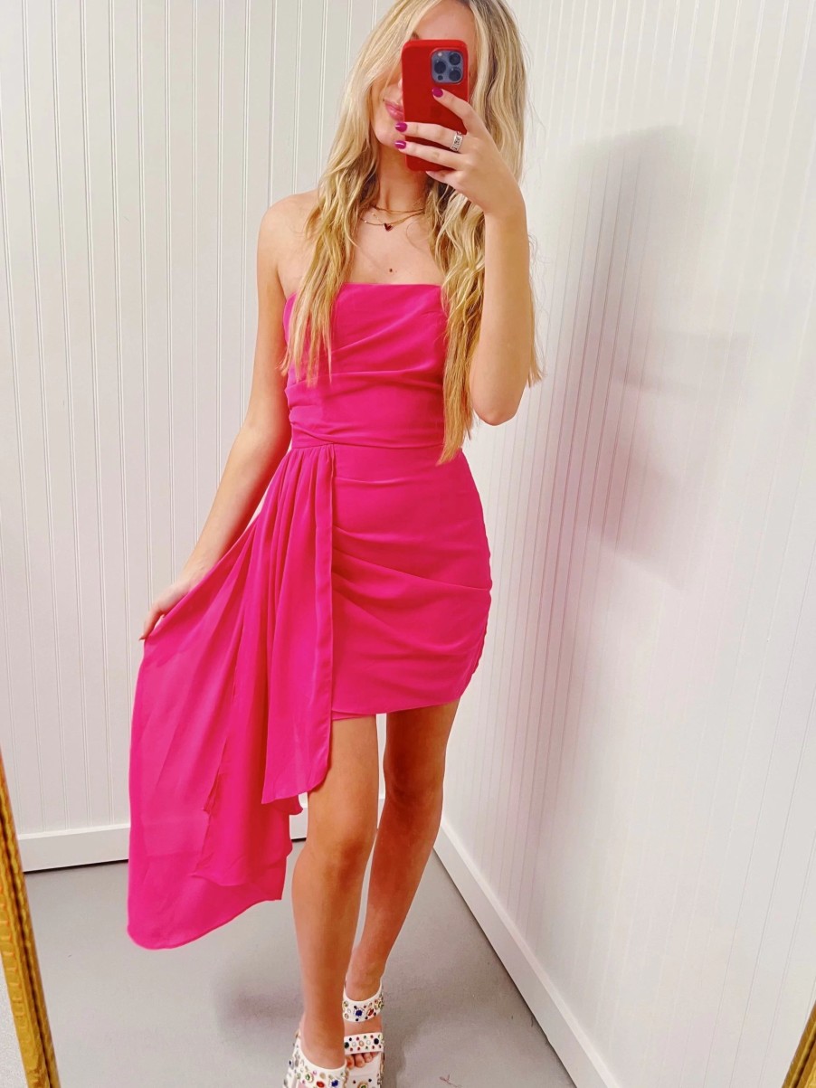 * Short Dresses | Lainey Drape Mini Dress Hot Pink