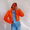 * Outerwear | Pippa Puffer Cropped Bomber Jacket Orange