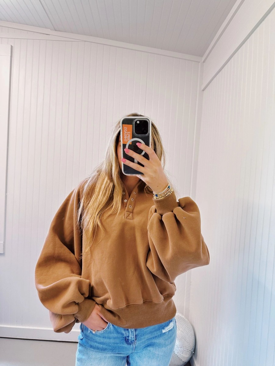 * Sweaters | Piper Snap Sweatshirt Brown