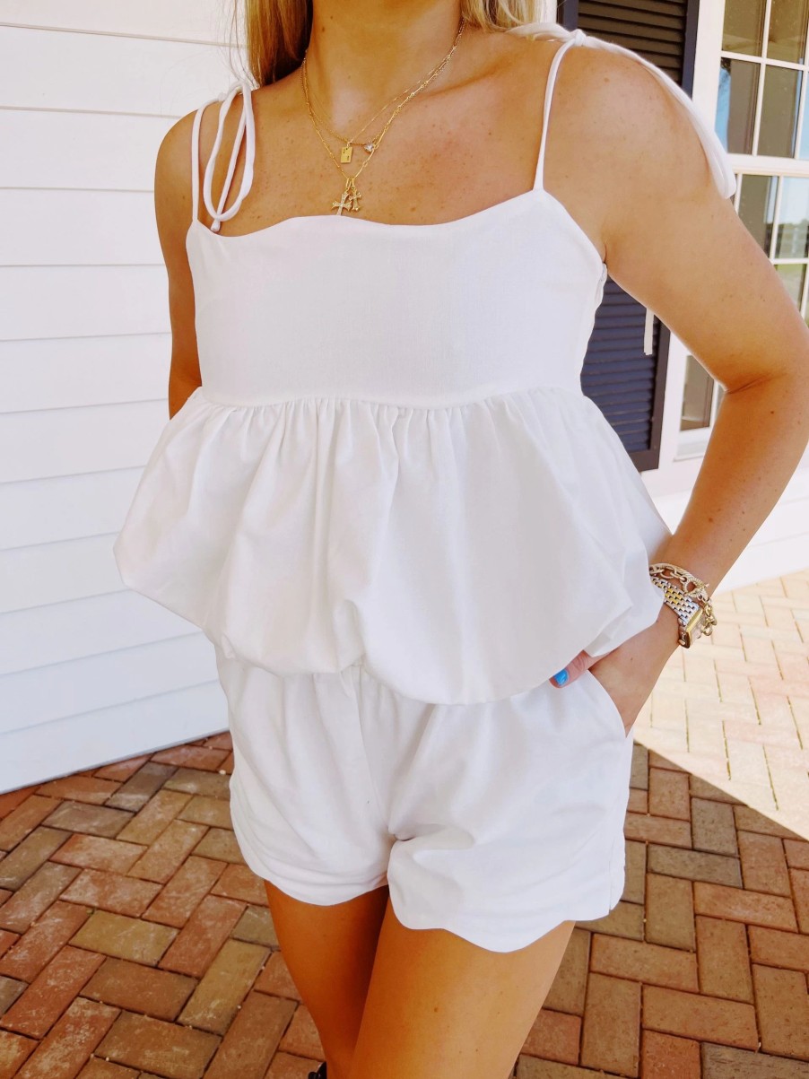 * Shorts | Ella Scalloped Linen Shorts Off White