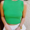 * Sleeveless Tops | Krista Round Neck Top Green