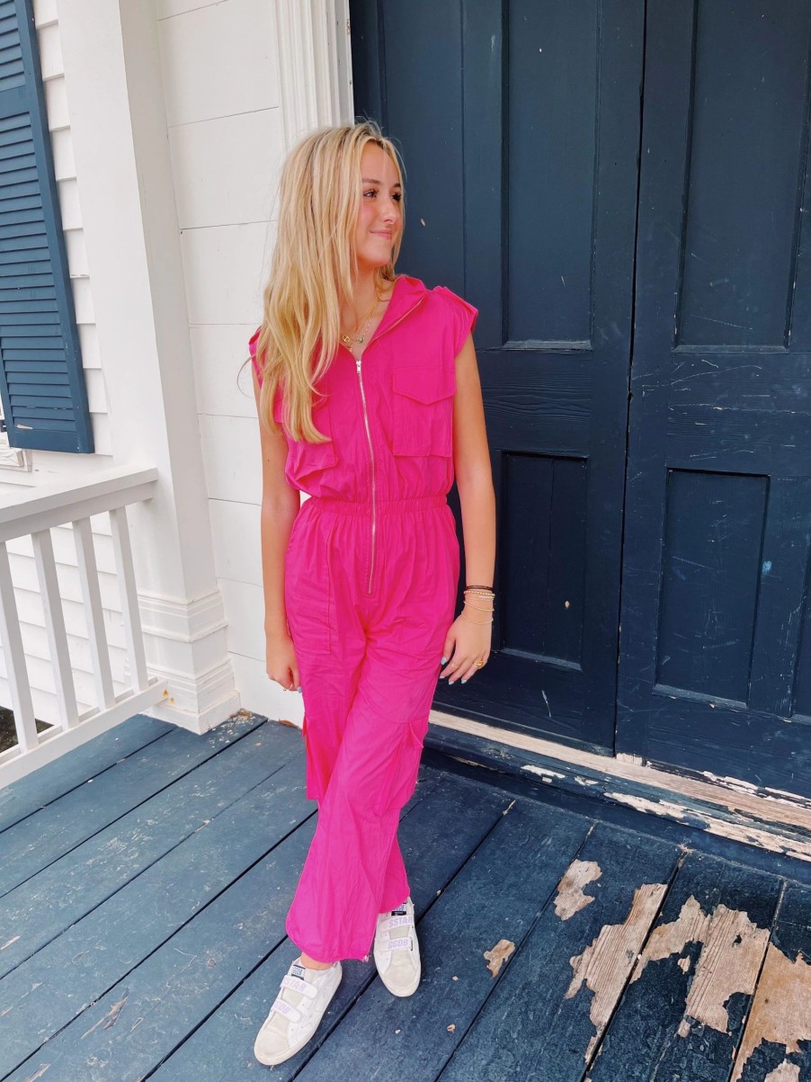 * Jumpsuits+ Rompers | Work It Cargo Jumpsuit Fuchsia