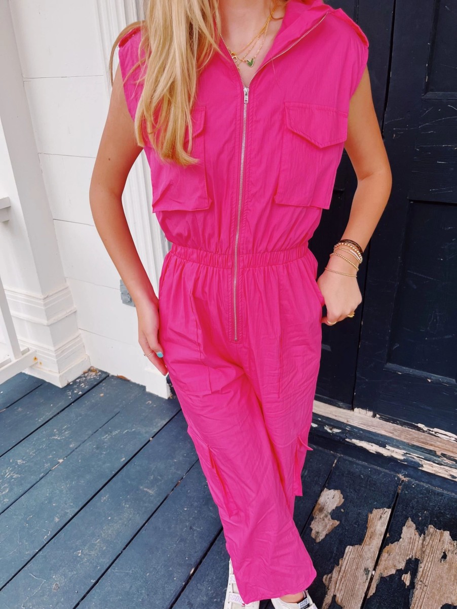 * Jumpsuits+ Rompers | Work It Cargo Jumpsuit Fuchsia