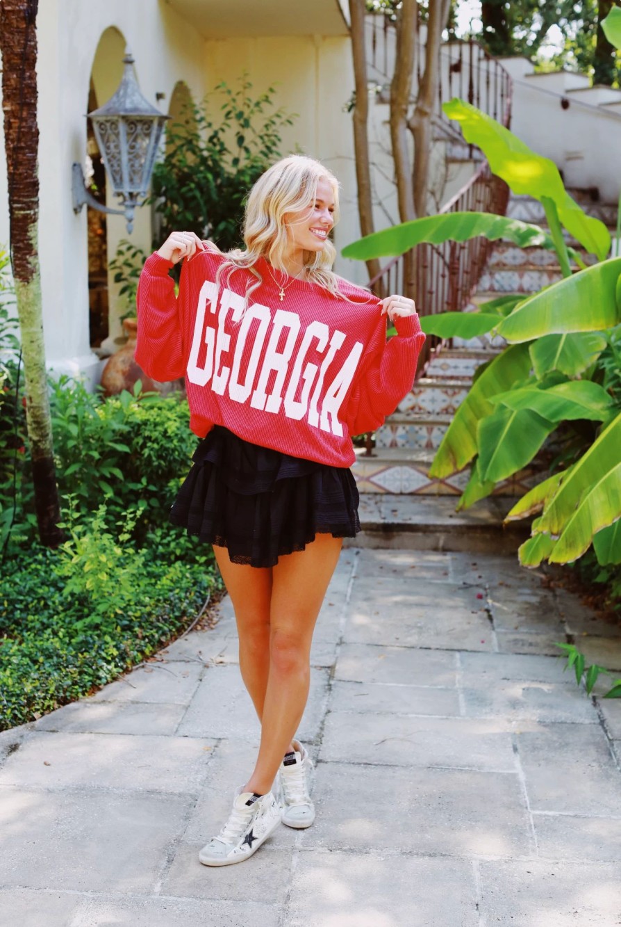 * Printed Tops | Georgia Sweatshirt Red