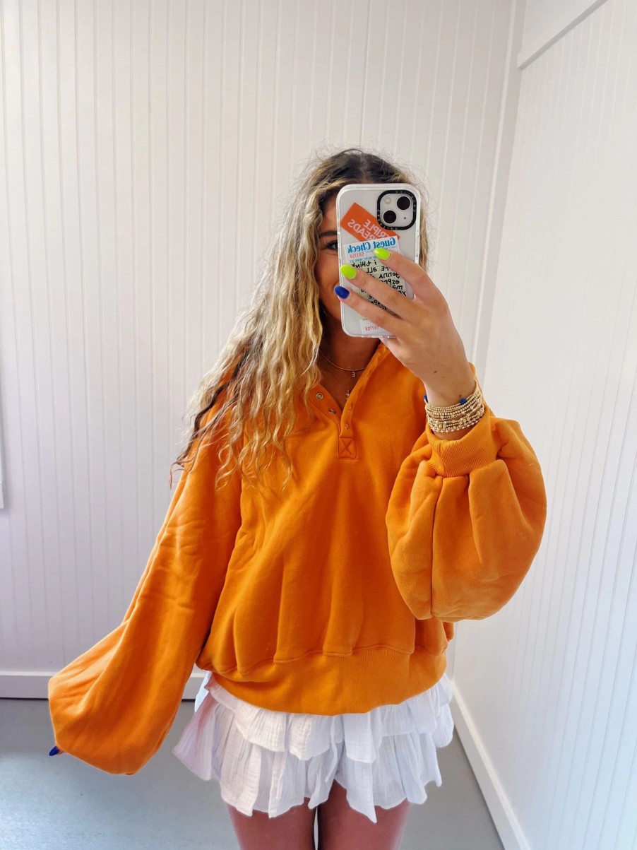 * Sweaters | Piper Snap Sweatshirt Orange