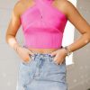 * Sleeveless Tops | Cross It Up Top Bubble Gum