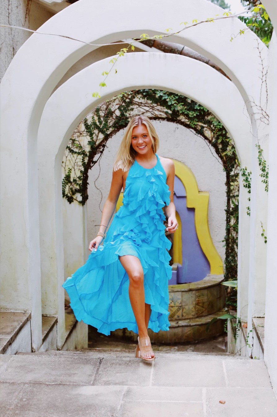 * Formal | Nightfall Ruffle Dress Aqua