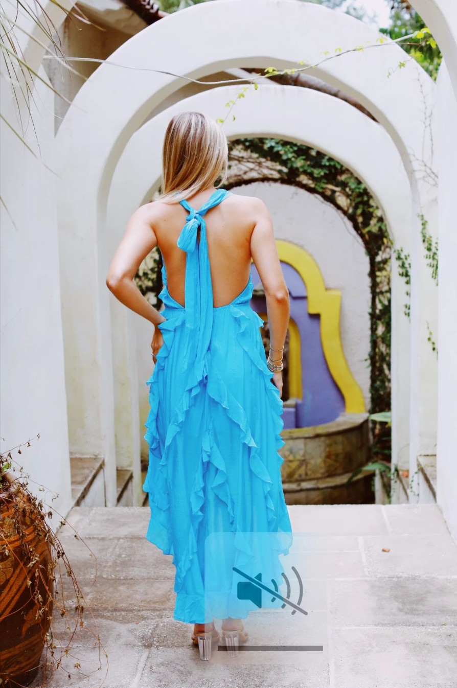 * Formal | Nightfall Ruffle Dress Aqua