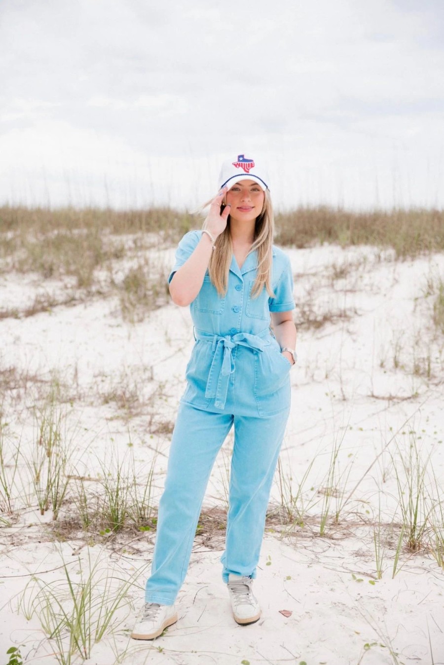 * Jumpsuits+ Rompers | Kylie Washed Utility Jumpsuit Bright Blue