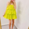 * Short Dresses | Come To Me Flounce Tiered Dress Lime