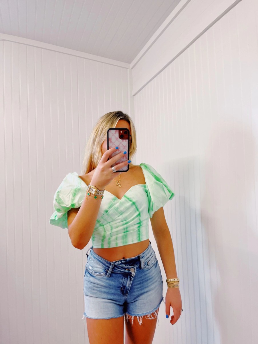 * Printed Tops | Tiki Tie Dye Top Green