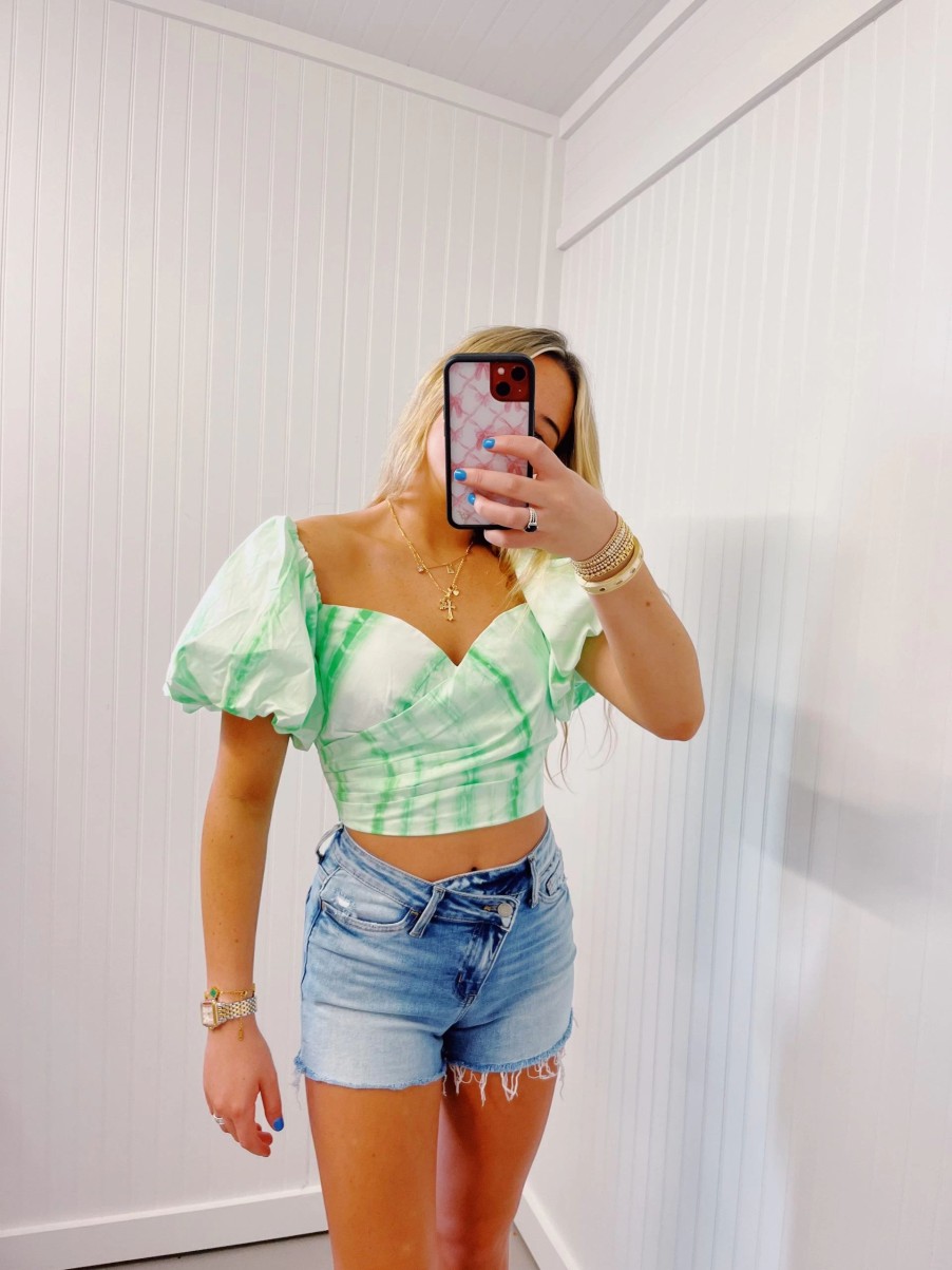 * Printed Tops | Tiki Tie Dye Top Green