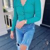 * Solid Tops | Twist Cardigan Top Jade