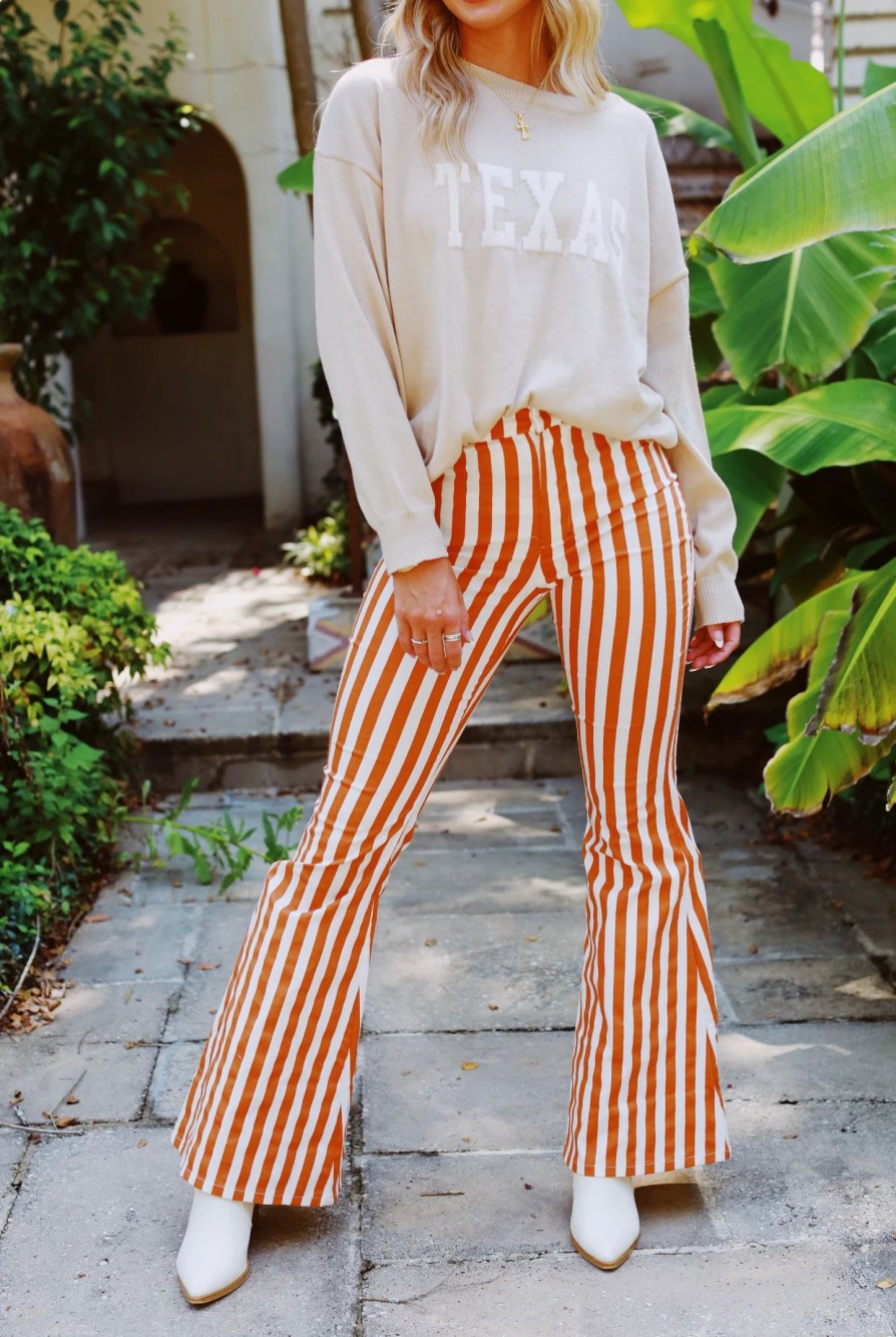 * Jeans | Emmi'S Striped Boot Cut Pants White/Tiger