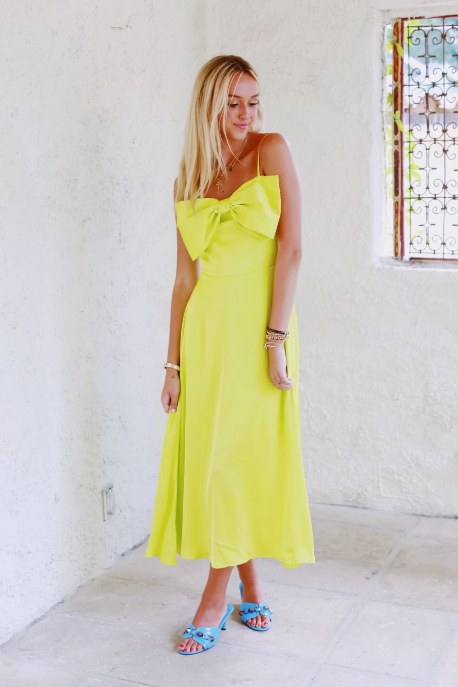 * Maxi + Midi Dresses | Classy Bow Maxi Dress Lime Light