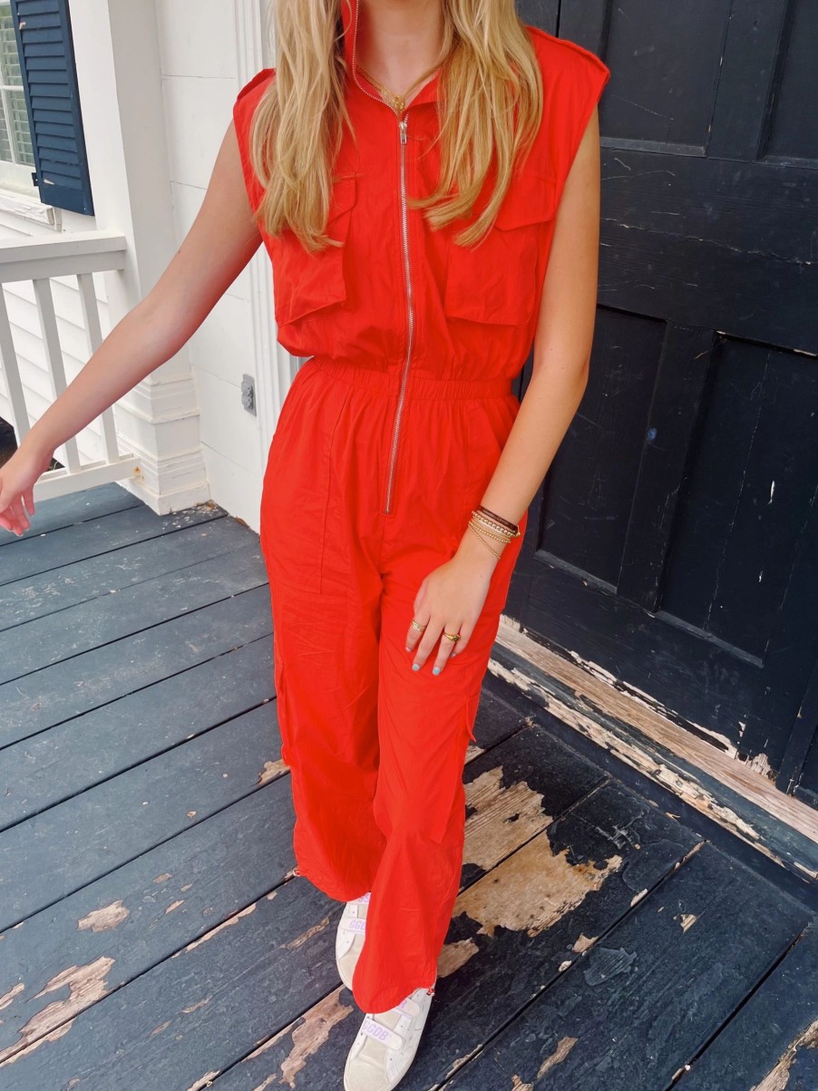 * Jumpsuits+ Rompers | Work It Cargo Jumpsuit Orange