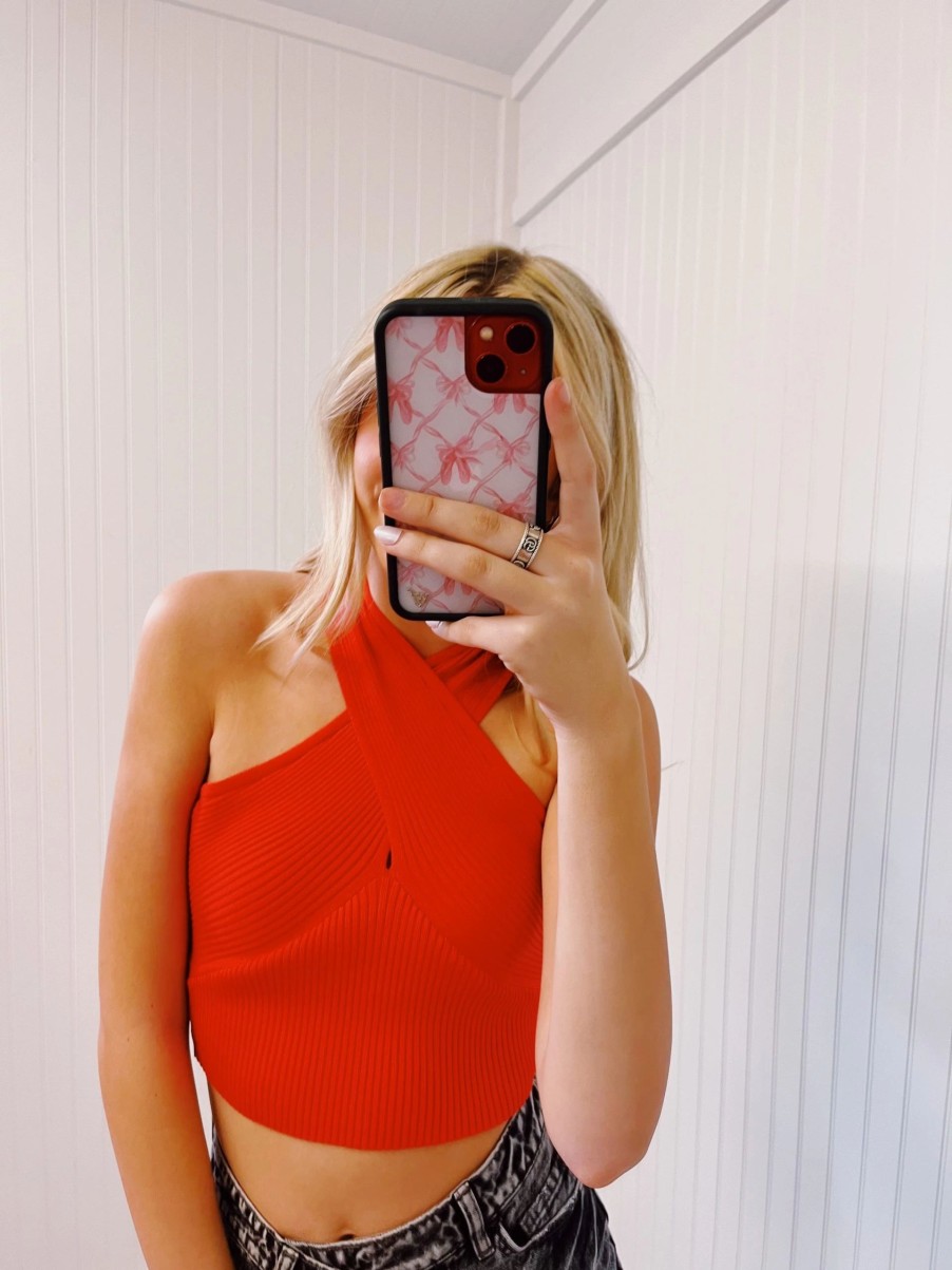 * Sleeveless Tops | Cross It Up Top Candy Red