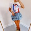 * Printed Tops | Queen Of Sparkles Usa Sequin Boot Tee