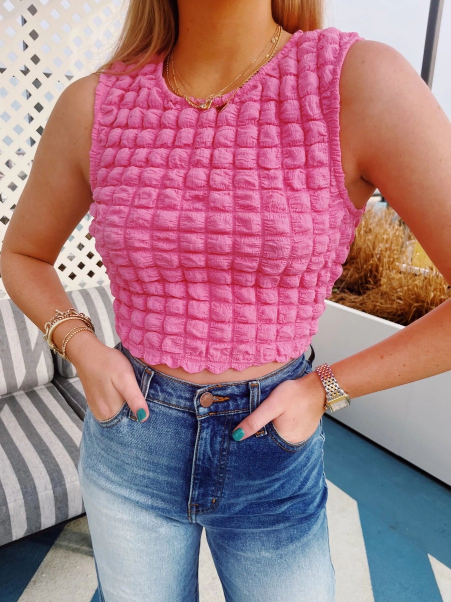 * Sleeveless Tops | Square Up Top Pink