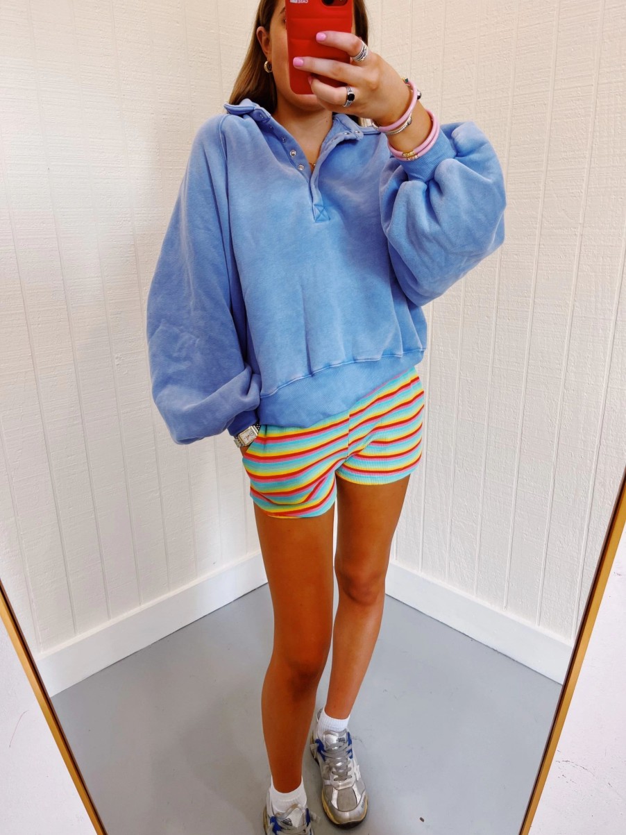 * Loungewear | Piper Snap Sweatshirt Blue