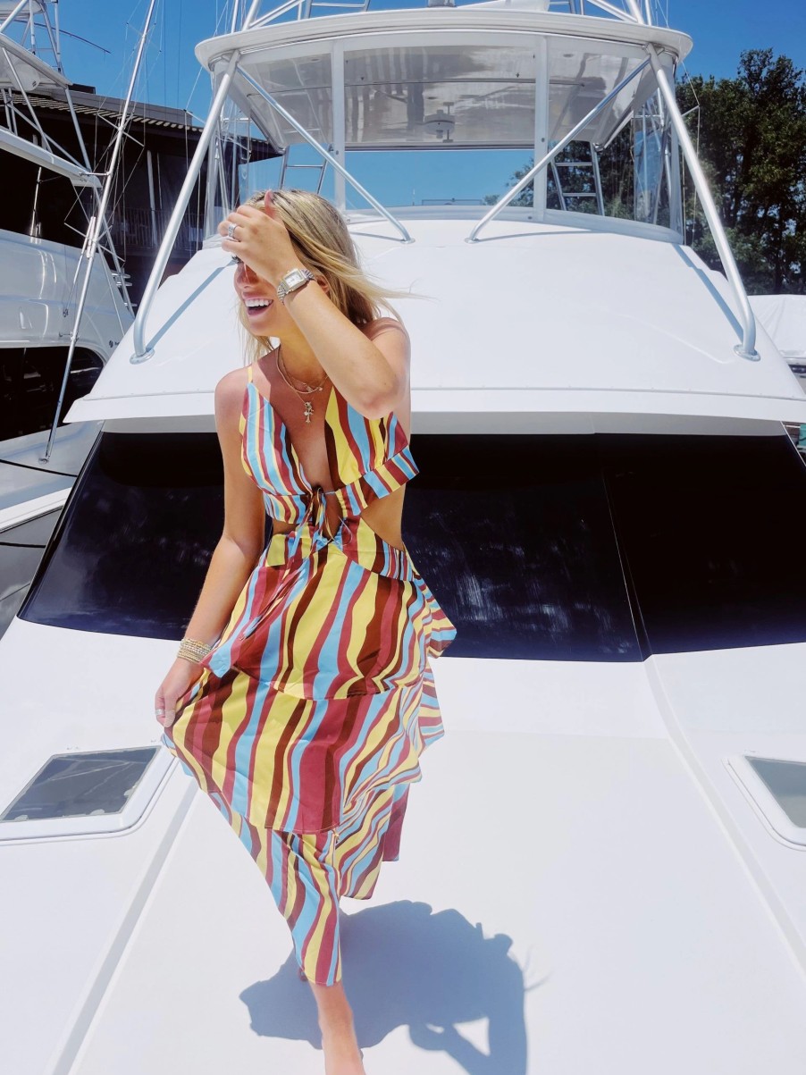 * Maxi + Midi Dresses | Groovy Stripes Dress Rainbow