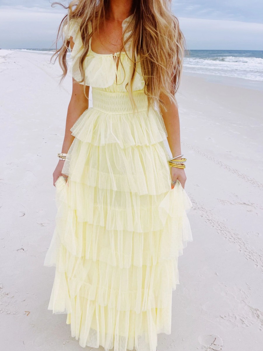 * Maxi + Midi Dresses | Pretty Lavish Tulle Maxi Dress Yellow