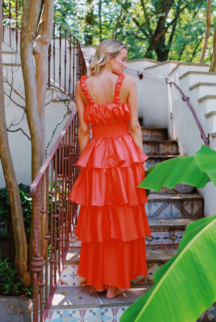 * Formal | Runaway Tiered Maxi Skirt Set Orange