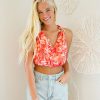 * Printed Tops | Head To The Ocean O'Ring Top Red/Orange