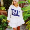 * Printed Tops | Texas Sweatshirt Denim Blue