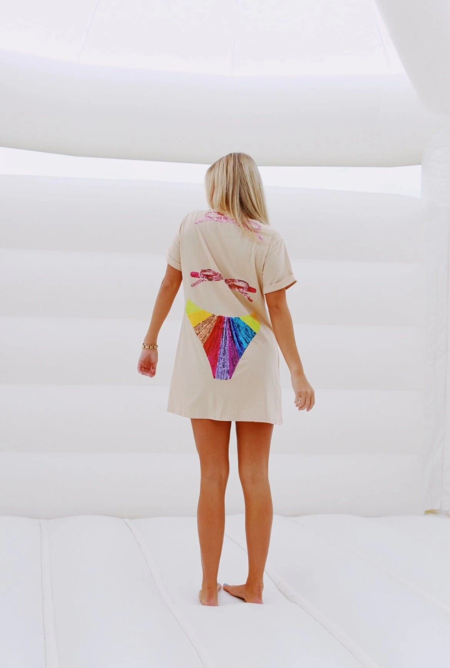 * Printed Tops | Rainbow Bikini Coverup Queen Of Sparkles