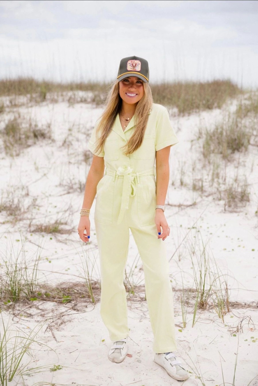 * Jumpsuits+ Rompers | Kylie Washed Utility Jumpsuit Lime Yellow