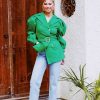 * Outerwear | Glam It Up Puff Sleeve Blazer Green