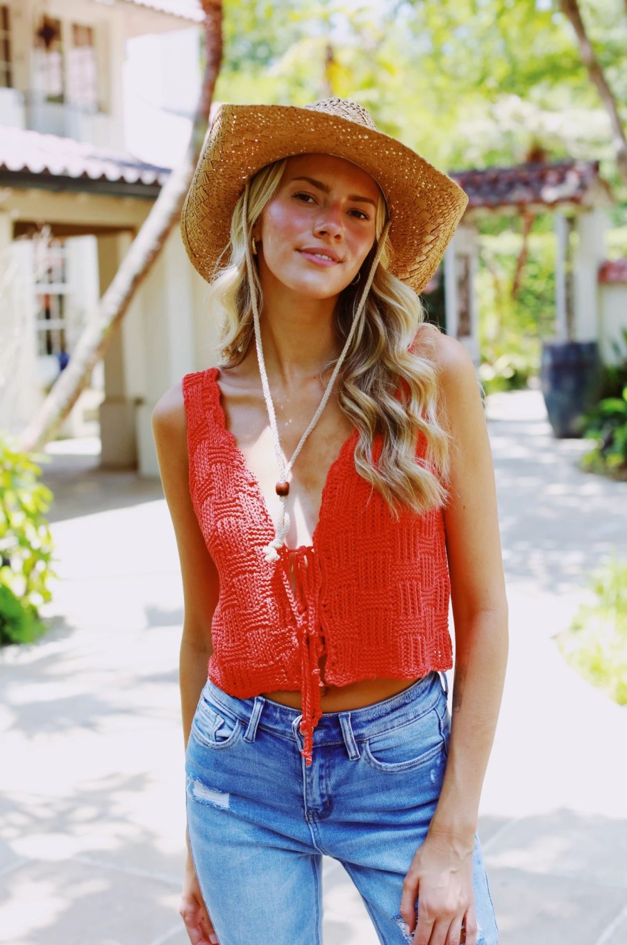 * Sleeveless Tops | The Right Moves Crochet Top Candy Red