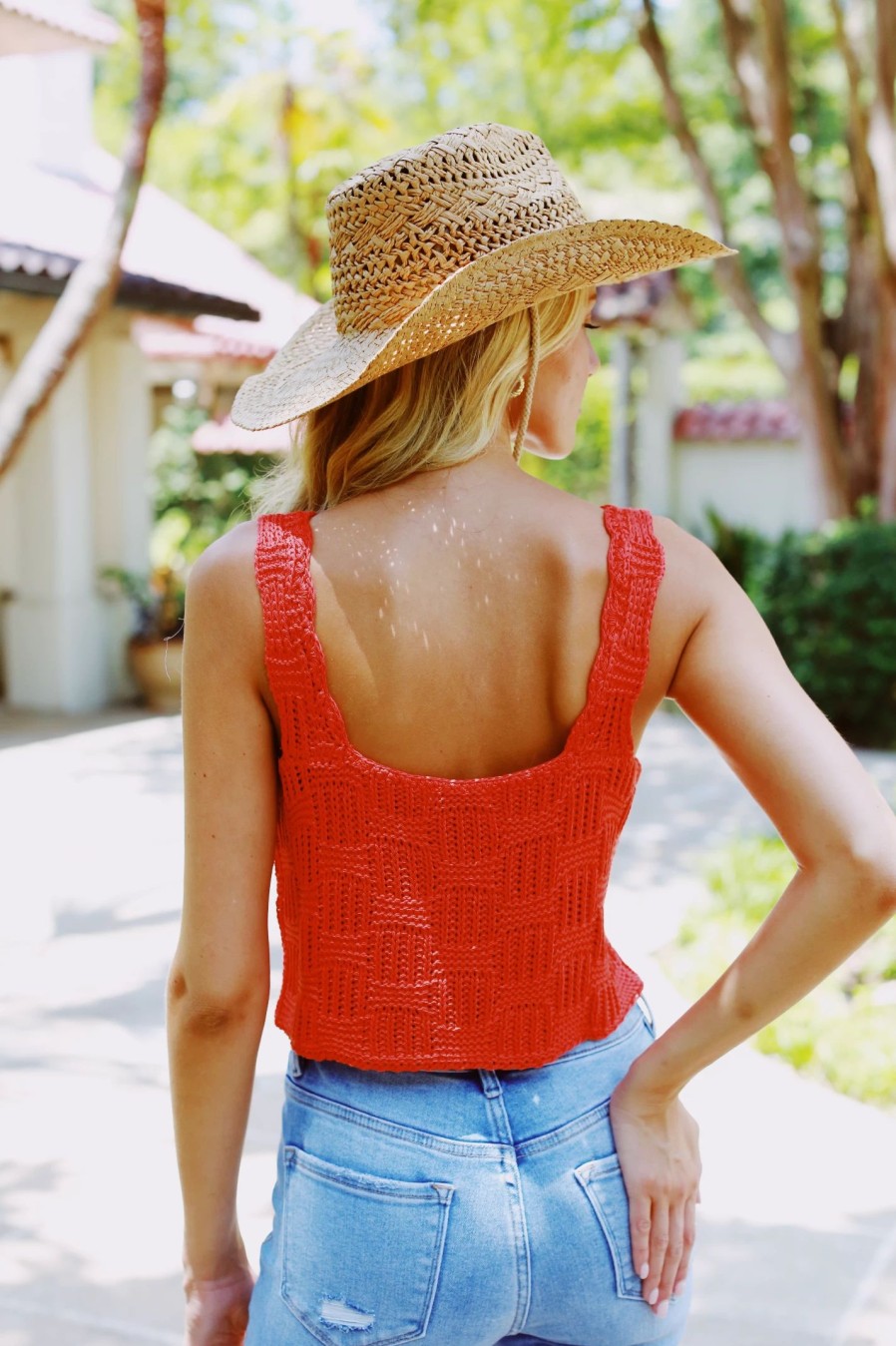 * Sleeveless Tops | The Right Moves Crochet Top Candy Red