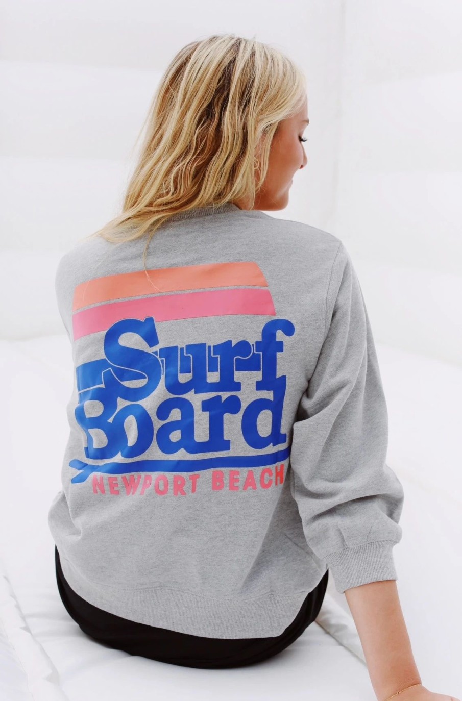 * Printed Tops | Surfboard Crewneck Heather Grey