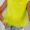 * Solid Tops | Fly Away Feather Top Neon Lime