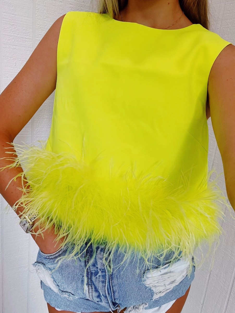 * Solid Tops | Fly Away Feather Top Neon Lime