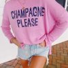 * Sweaters | Champagne Please Lightweight Sweater Pink