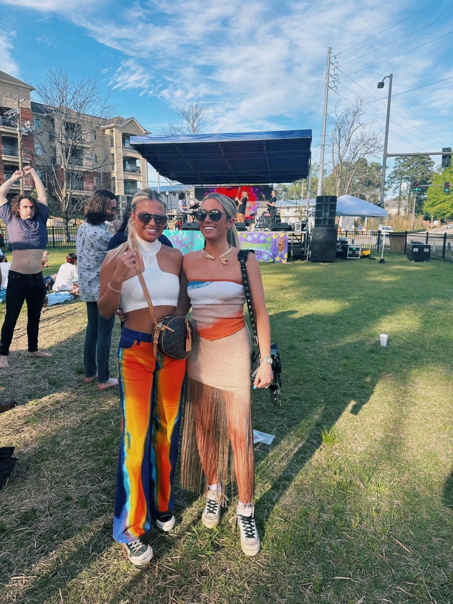 * Sleeveless Tops | I'M Neutral Tube Top Orange Multi