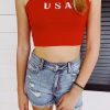 * Printed Tops | Usa Tank Top Red