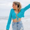 * Solid Tops | Brooklyn Crochet Tie Front Top Turquoise