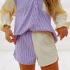 * Shorts | Whirlwind Striped Shorts Purple/Yellow