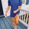 * Jumpsuits+ Rompers | Puff Sleeve Romper Navy