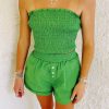 * Solid Tops | Shelly Smocked Top Green