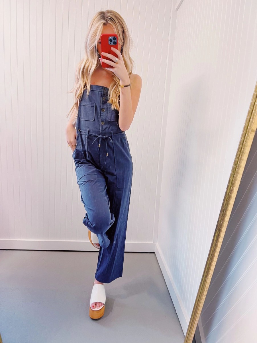 * Jumpsuits+ Rompers | Good Vibes Only Utility Jumpsuit Denim Blue