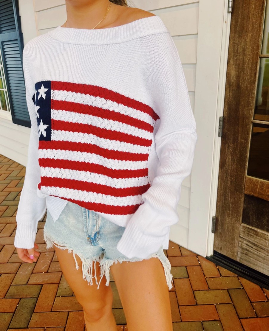 * Sweaters | American Flag Lightweight Sweater Ivory