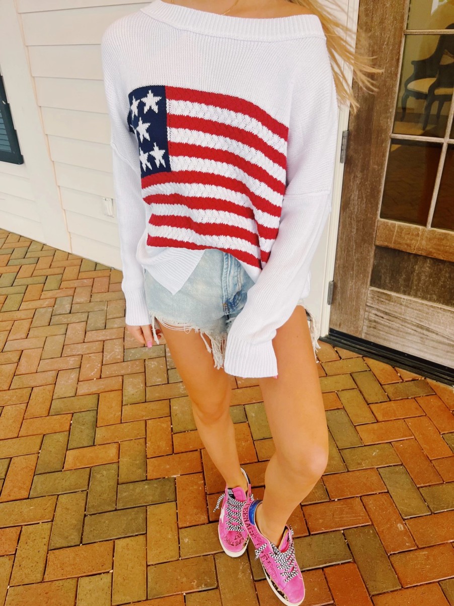 * Sweaters | American Flag Lightweight Sweater Ivory