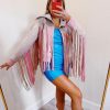 * Outerwear | Cowgirl Up Fringe Jacket Pink Multi